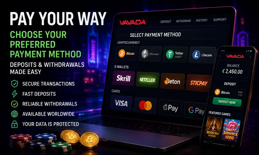Таблица с методи за теглене от Vavada Casino за играчи от България